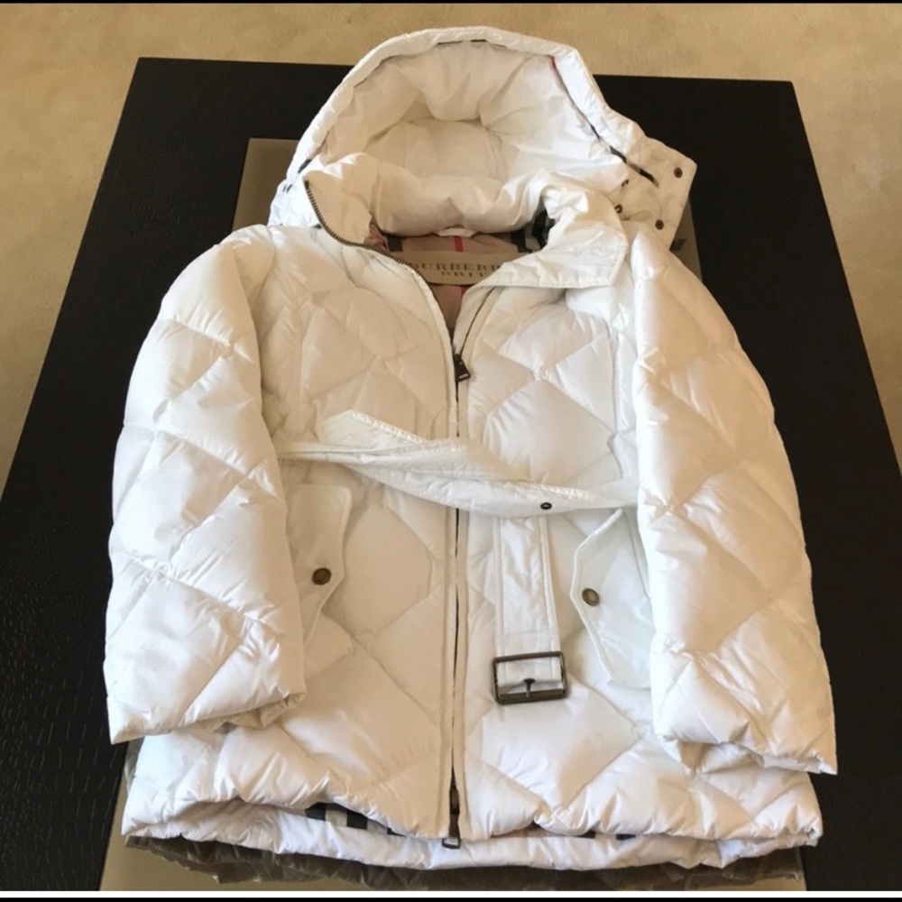 Burberry white Britt puffer  coat
